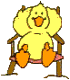 a duck sitting in a chair